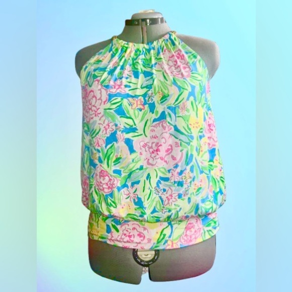 NWT Lilly Pulitzer Bowen Halter Top in Multi Grove Garden, sz Lg - Picture 1 of 4
